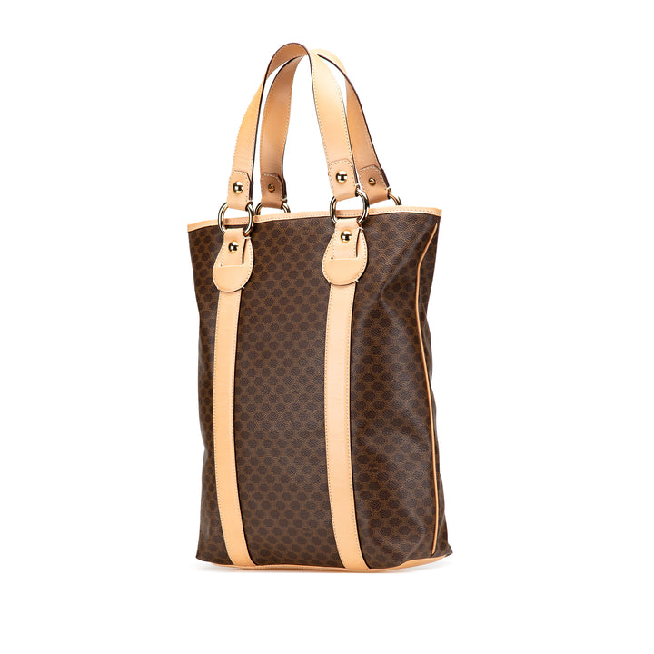 Macadam Coated Canvas Vertical Tote Brown - Gaby Paris