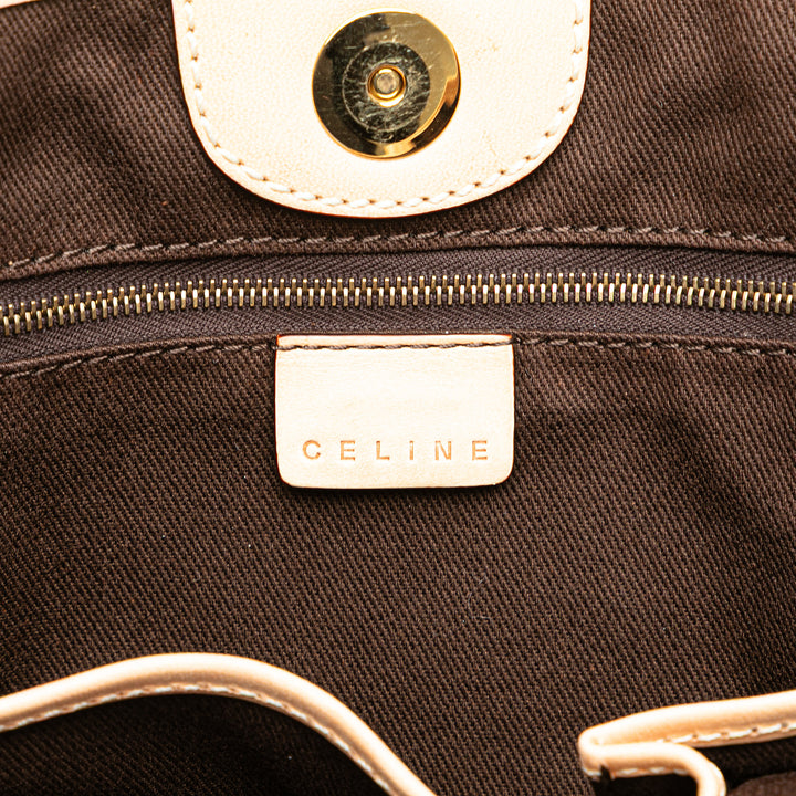 Macadam Coated Canvas Vertical Tote Brown - Gaby Paris