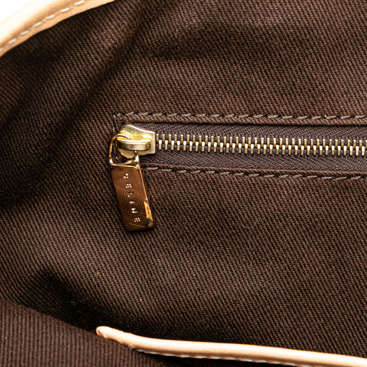 Macadam Coated Canvas Vertical Tote Brown - Gaby Paris