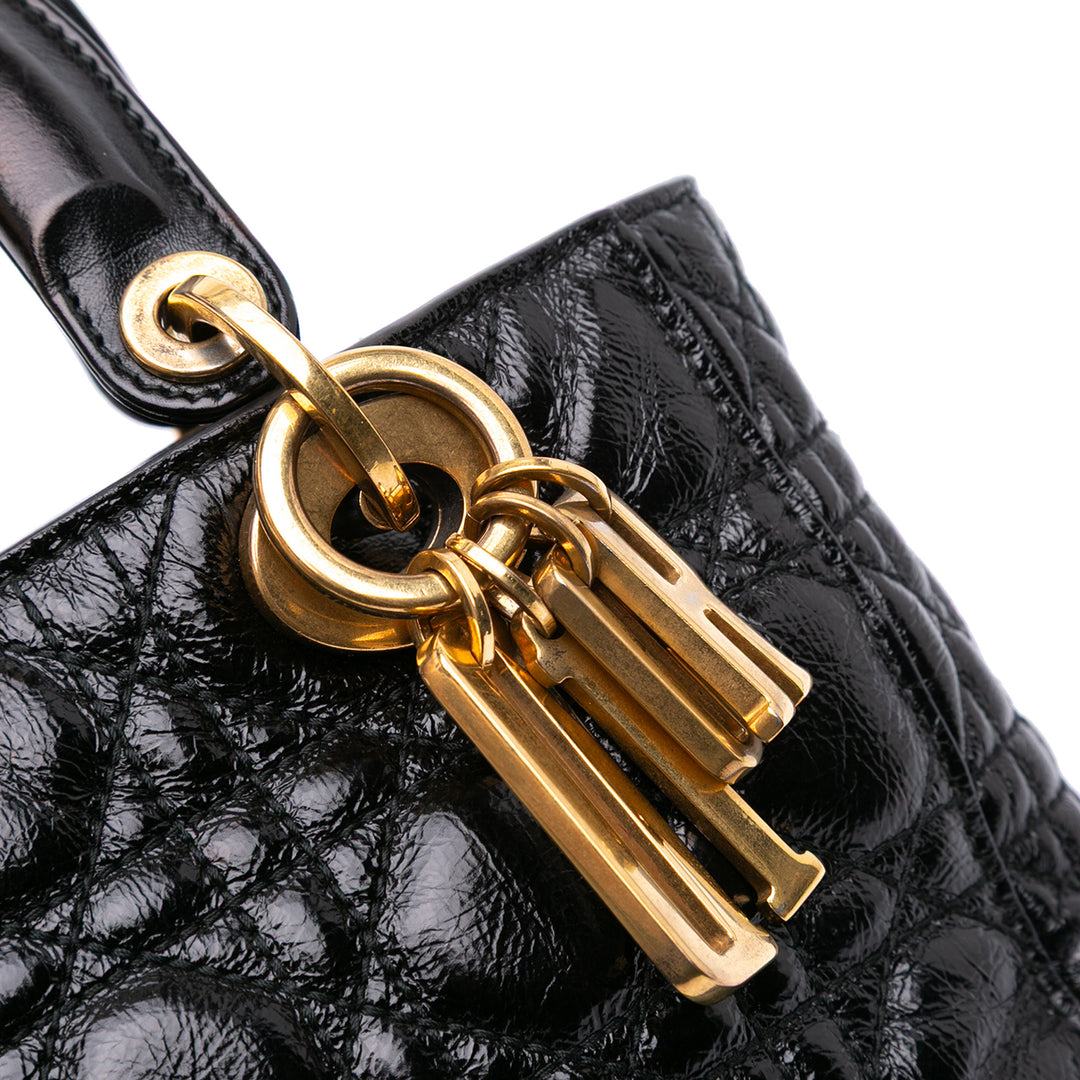 Small Crinkled Patent Cannage My ABCDior Lady Dior Black - Gaby Paris