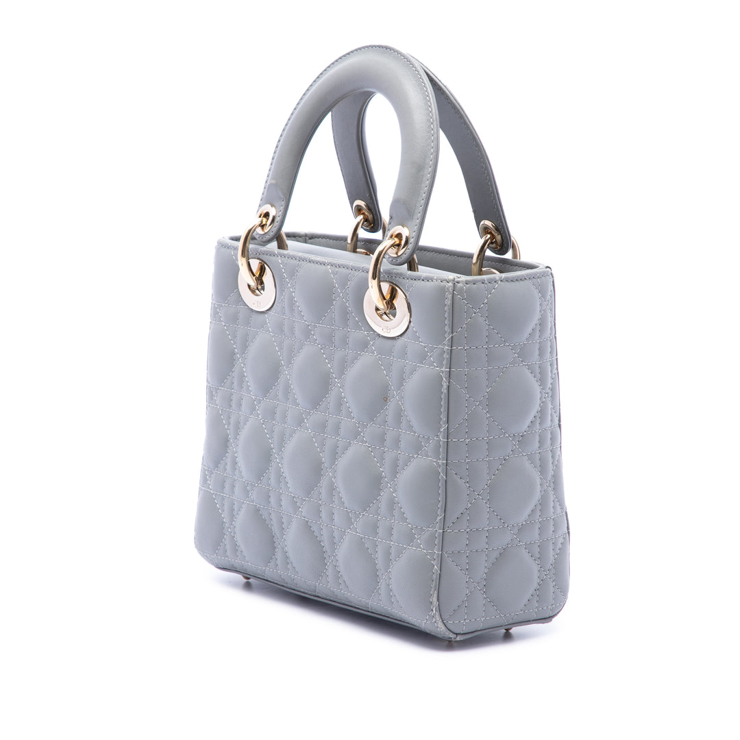 Dior Lady Dior Cannage My ABCDior Petit Cuir d'agneau Gris – vue 2 – GABY PARIS