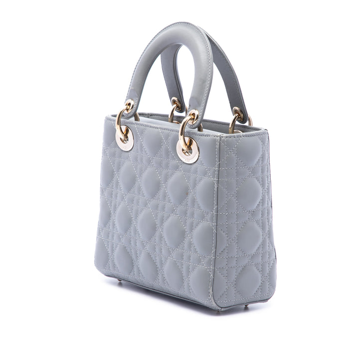 Dior Lady Dior Cannage My ABCDior Petit Cuir d'agneau Gris – vue 2 – GABY PARIS