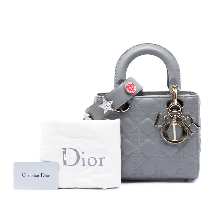 Dior Lady Dior Cannage My ABCDior Petit Cuir d'agneau Gris – vue 7 – GABY PARIS