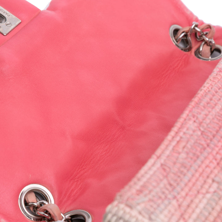 Quilted Tweed Espadrille Chain Flap Pink - Gaby Paris