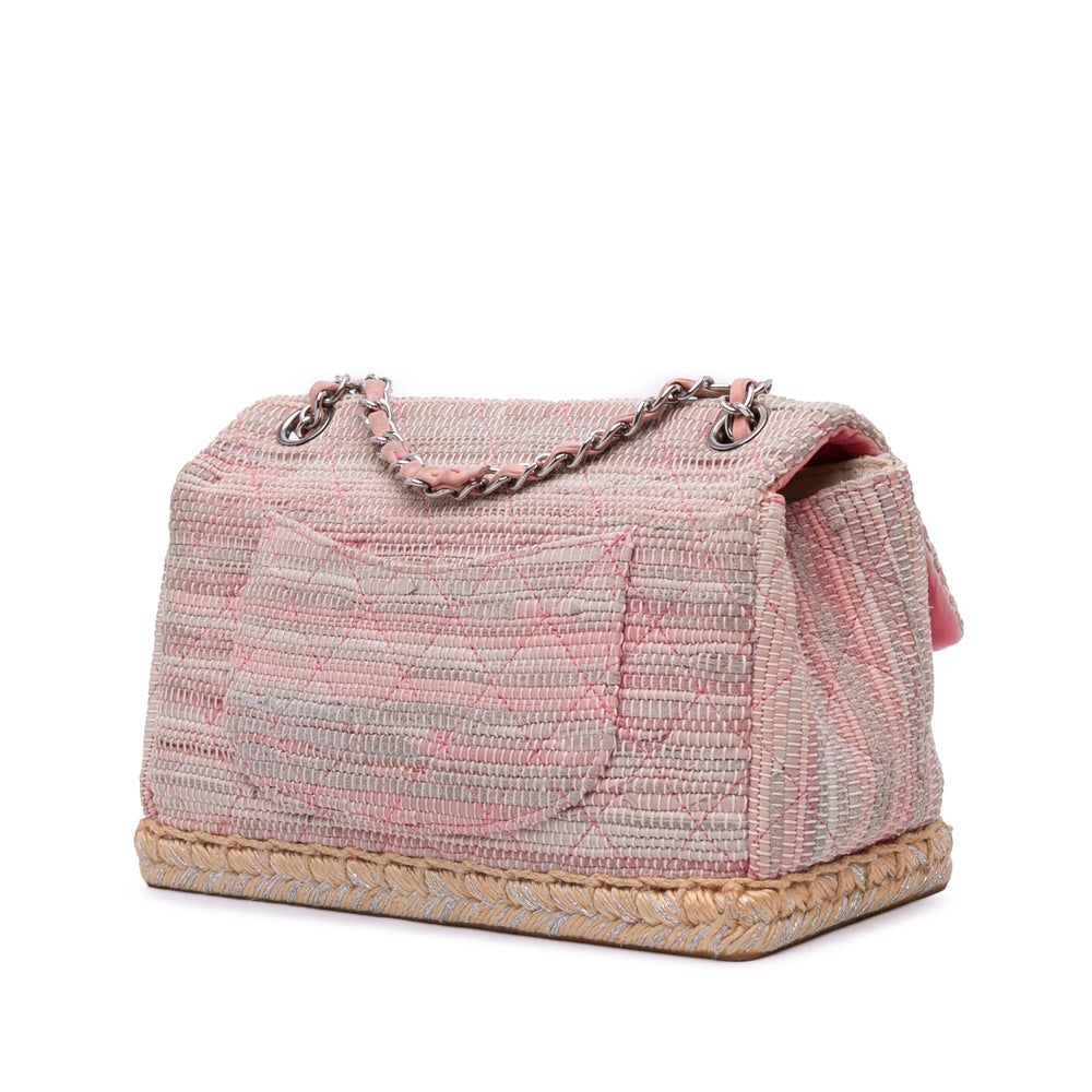 Quilted Tweed Espadrille Chain Flap Pink - Gaby Paris