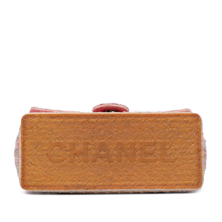 Quilted Tweed Espadrille Chain Flap Pink - Gaby Paris