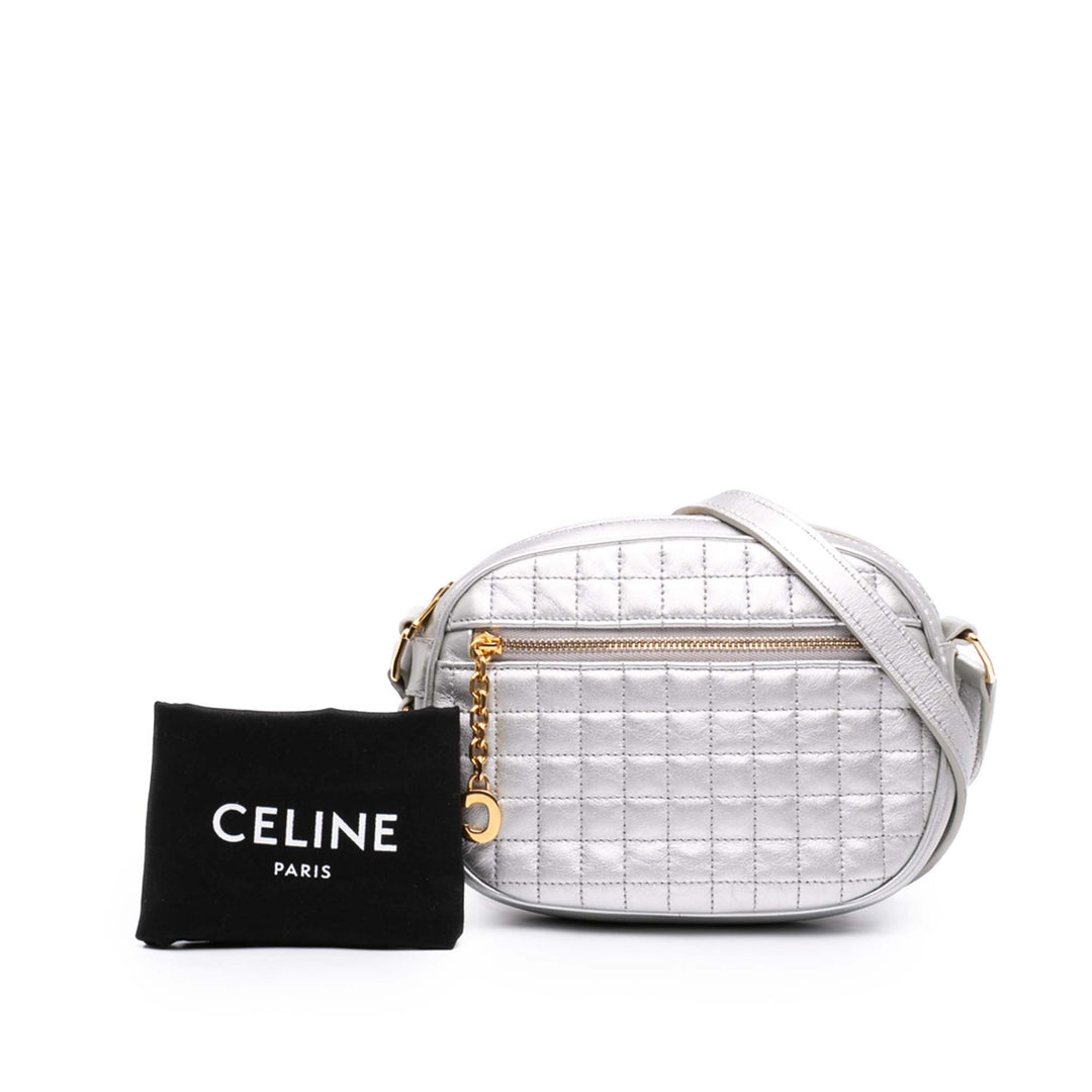 Celine Matelassé C Charm Sac caméra Petit Cuir de veau