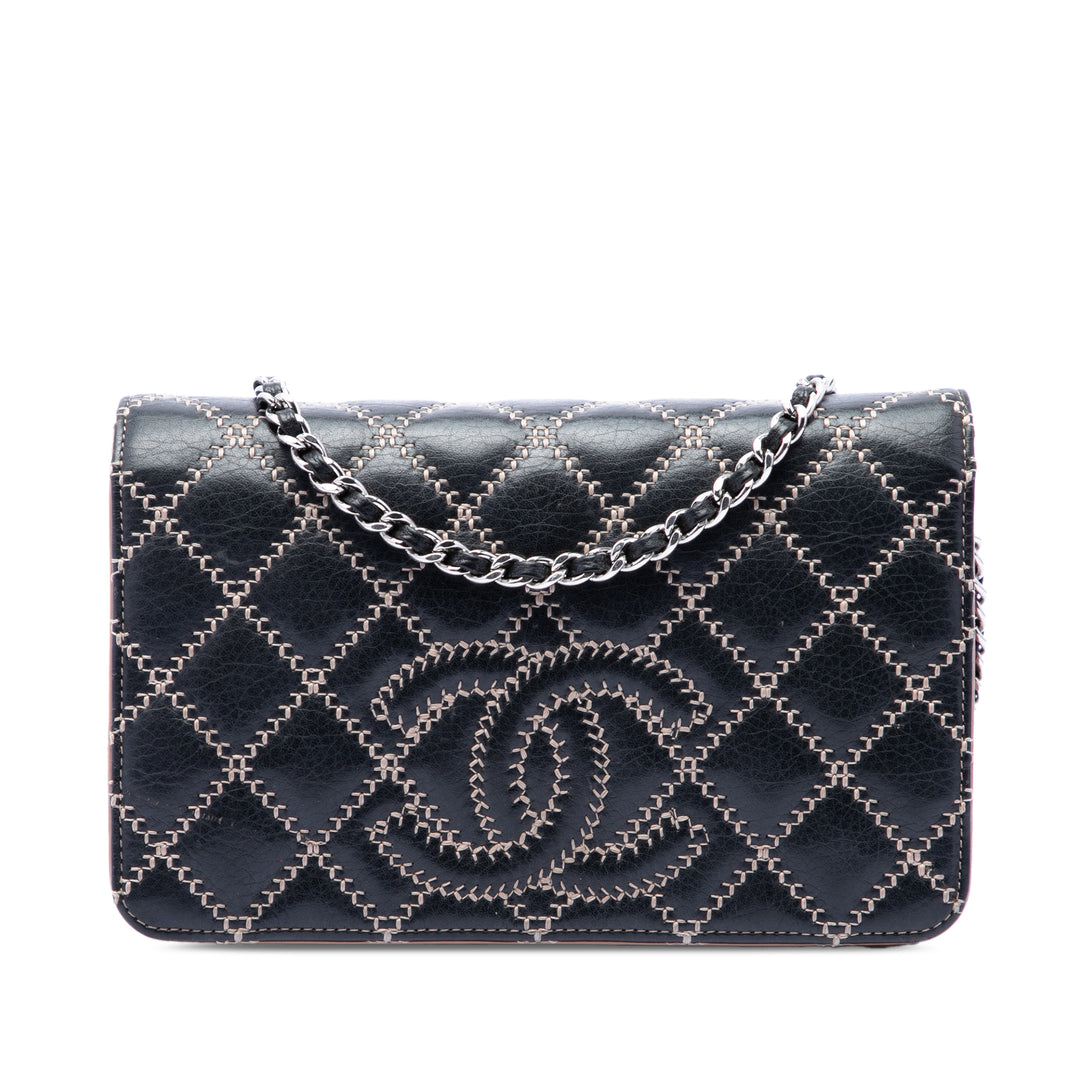Chanel Surpiqué CC Matelassé Cuir de veau Wallet on Chain
