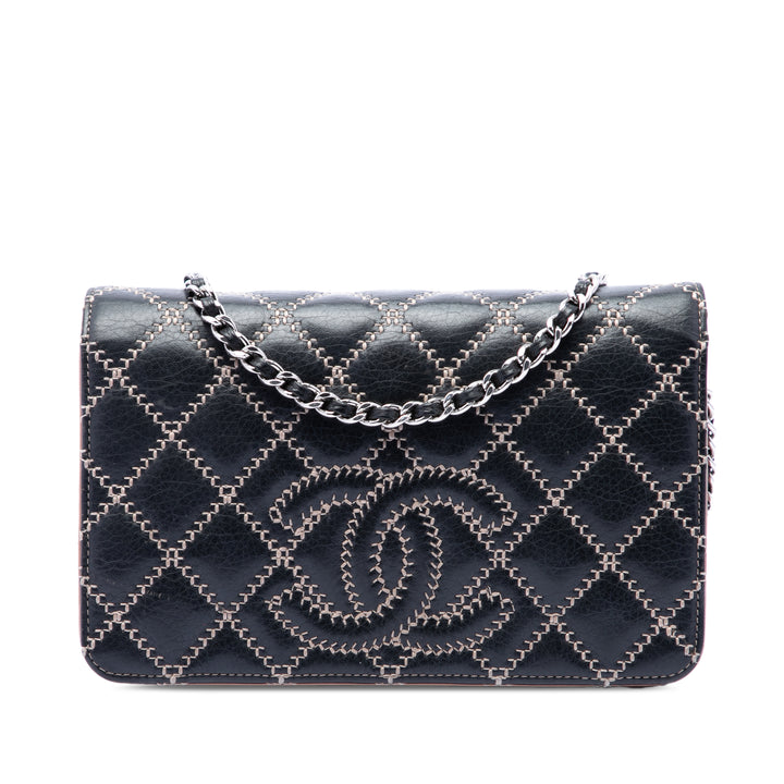 Chanel Surpiqué CC Matelassé Cuir de veau Wallet on Chain