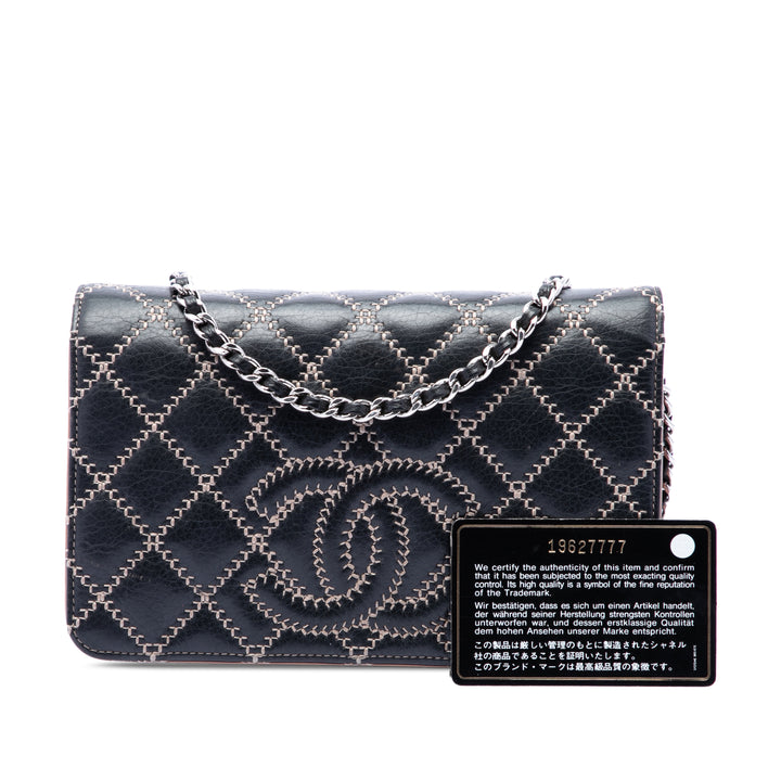 Chanel Surpiqué CC Matelassé Cuir de veau Wallet on Chain