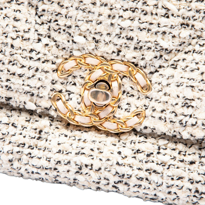 Chanel 19 à rabat Moyen Tweed Marron