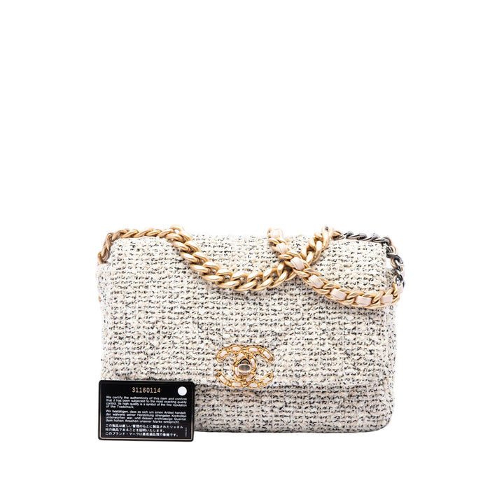 Chanel 19 à rabat Moyen Tweed Marron