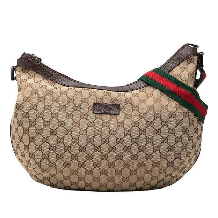 GG Web Half Moon Tasche Beige