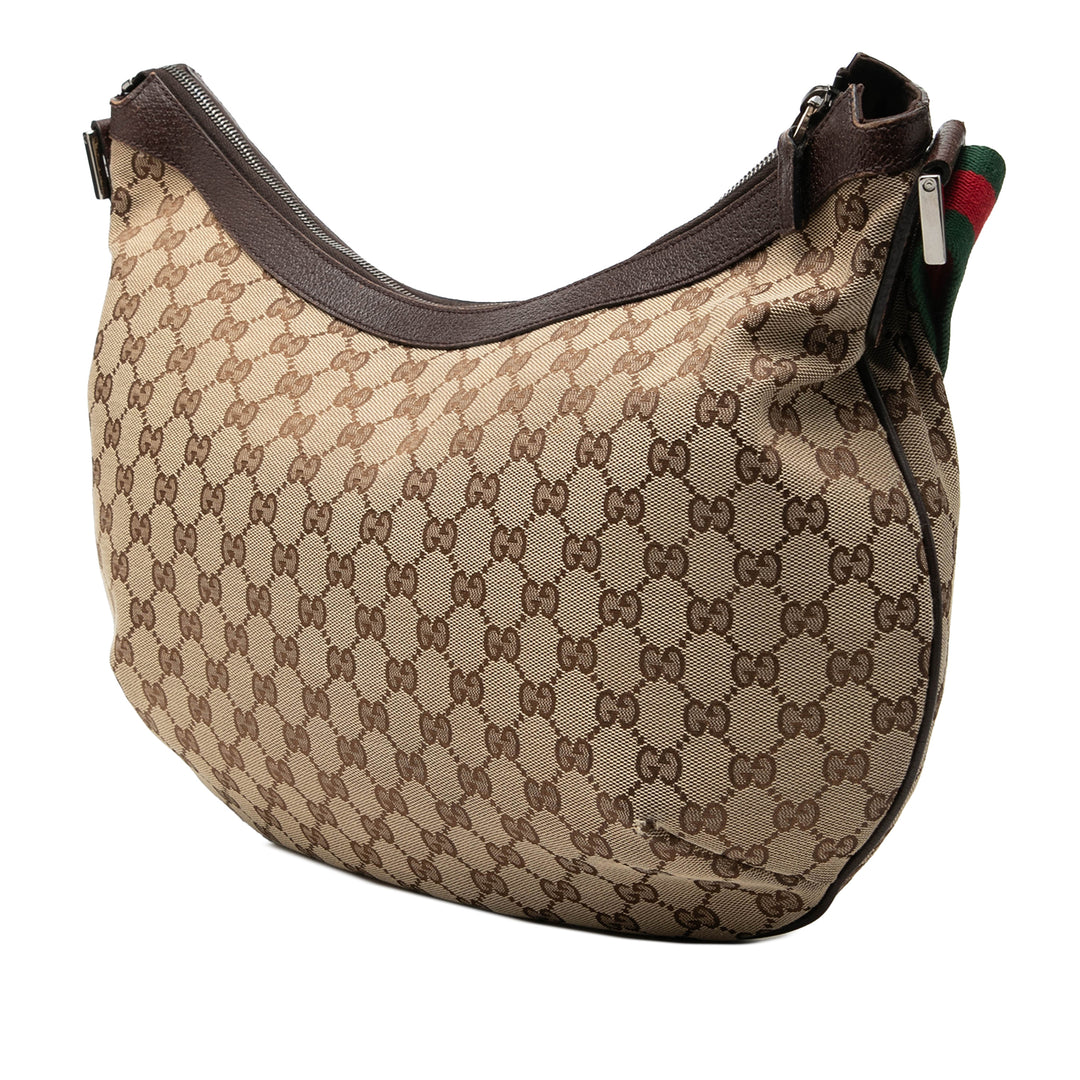 GG Web Half Moon Tasche Beige