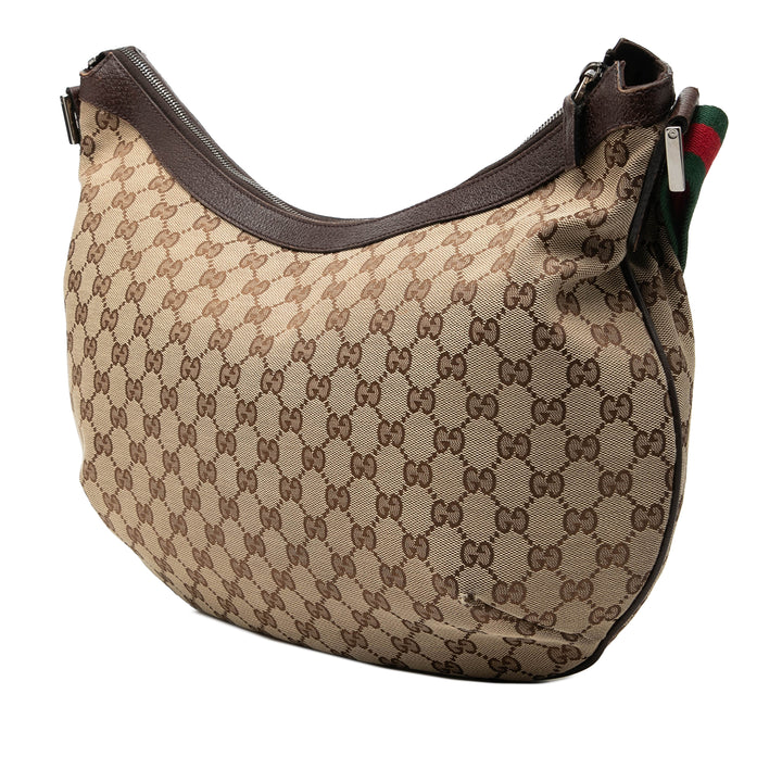 GG Web Half Moon Tasche Beige