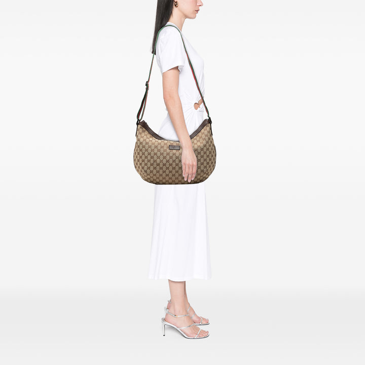 GG Web Half Moon Tasche Beige