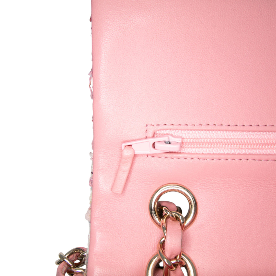 Chanel Medium Classic Quilted Tweed Braided Double rabat Rose