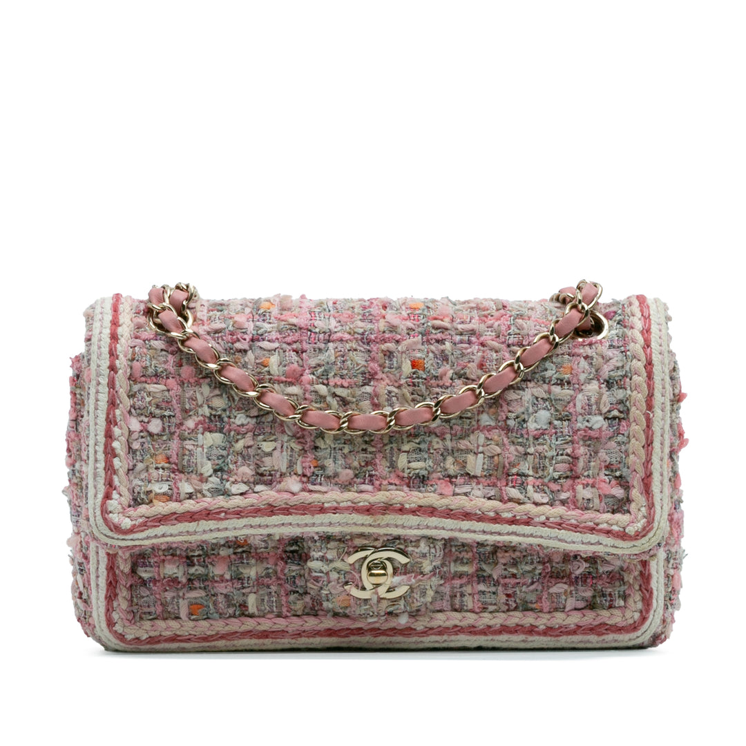 Chanel Medium Classic Tweed Braided Double rabat Rose – GABY PARIS Authentique
