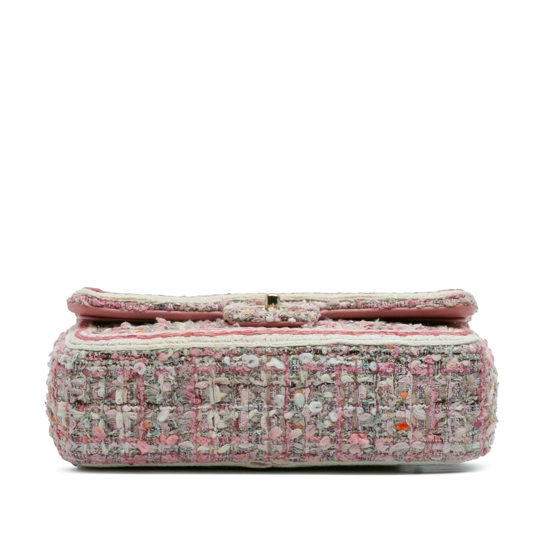 Chanel Medium Classic Quilted Tweed Braided Double rabat Rose