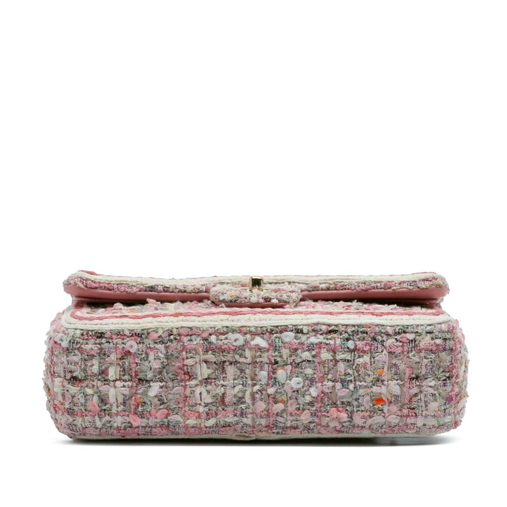 Chanel Medium Classic Quilted Tweed Braided Double rabat Rose