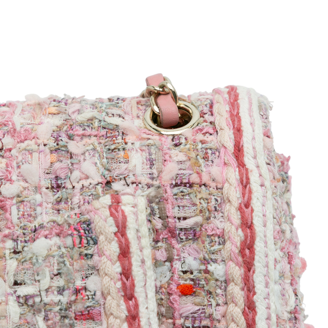 Chanel Medium Classic Quilted Tweed Braided Double rabat Rose