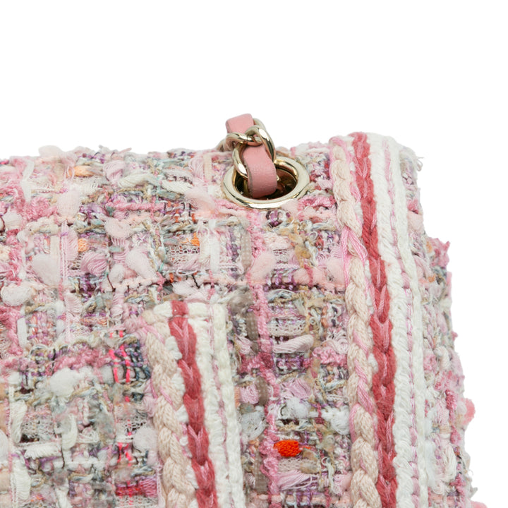 Chanel Medium Classic Quilted Tweed Braided Double rabat Rose