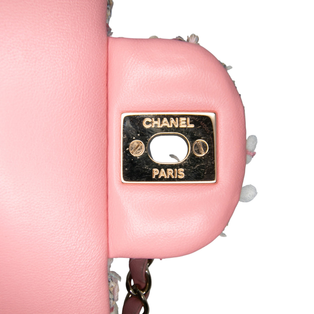 Chanel Medium Classic Quilted Tweed Braided Double rabat Rose