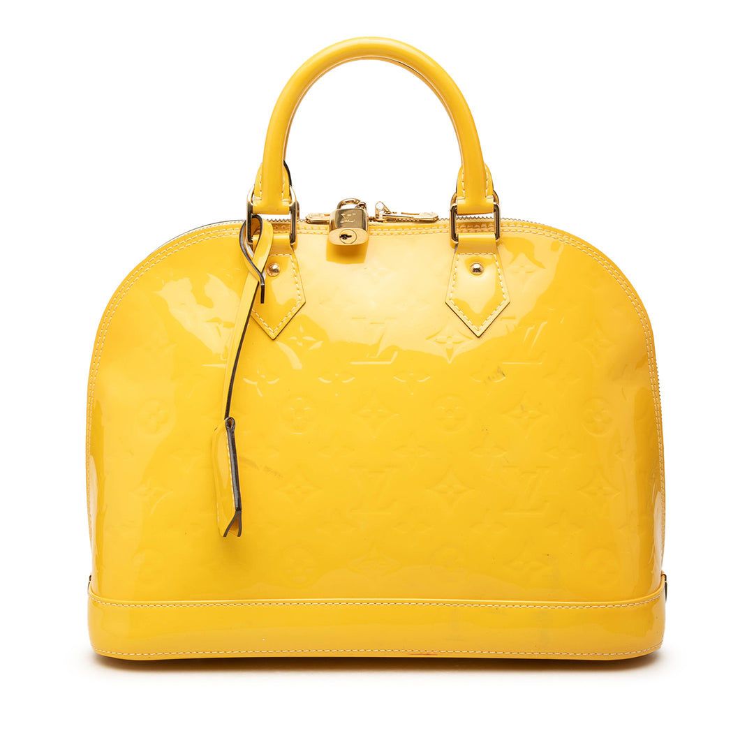 Louis Vuitton Alma PM Cuir verni Monogram Jaune – vue principale – GABY PARIS