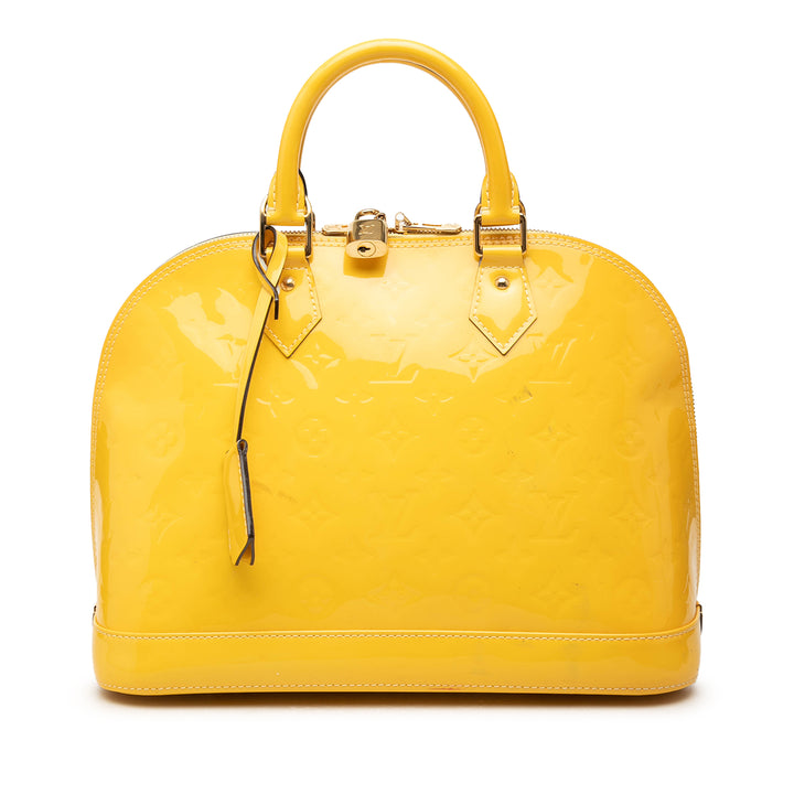 Louis Vuitton Alma PM Cuir verni Monogram Jaune – vue principale – GABY PARIS