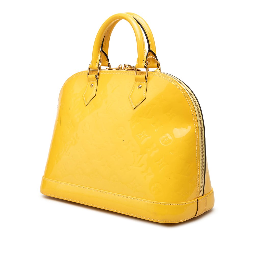 Louis Vuitton Alma PM Cuir verni Monogram Jaune – vue 2 – GABY PARIS