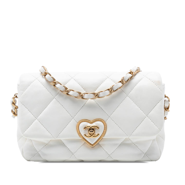 Chanel Small Matelassé Cuir d’agneau Acrylic Coco Love à rabat