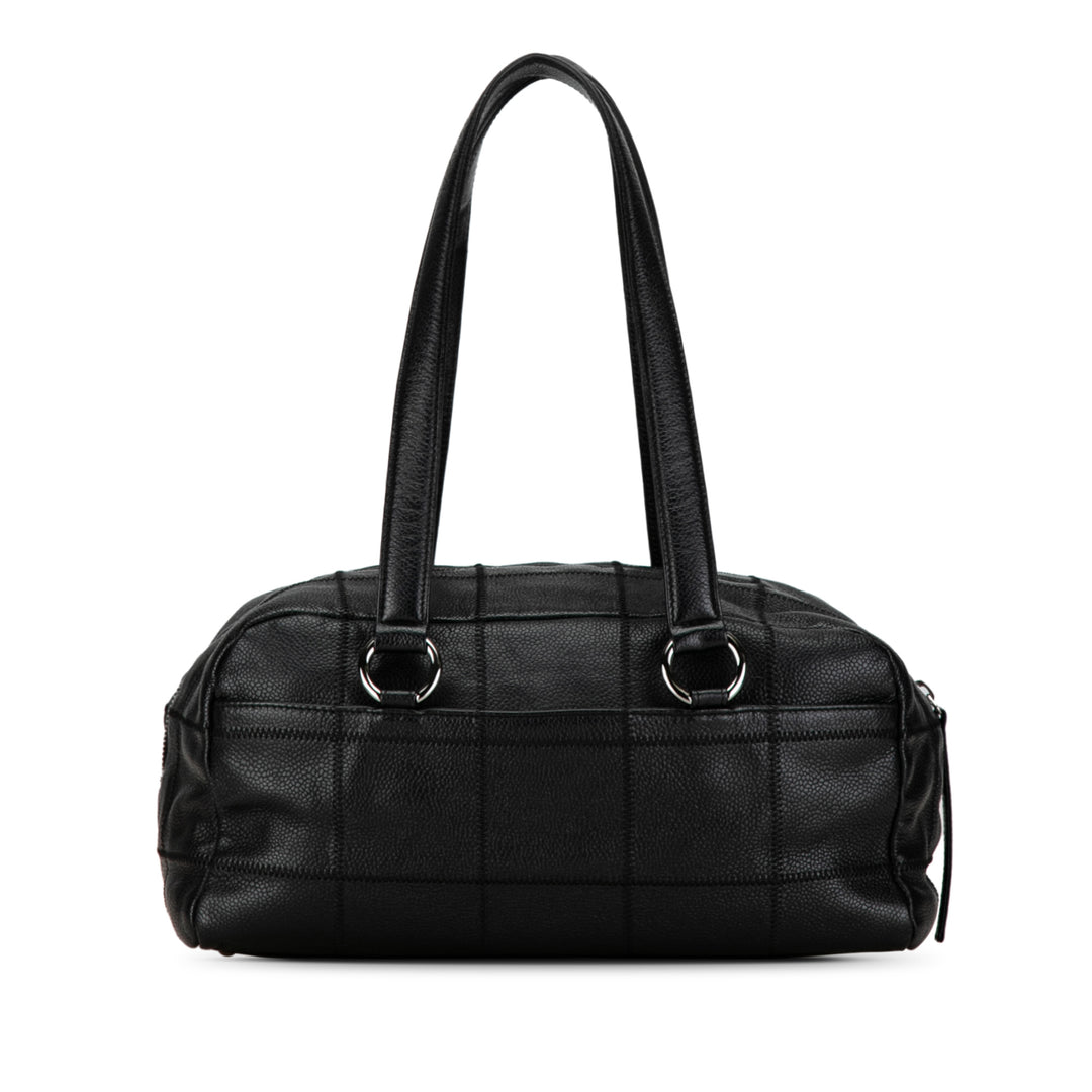 Choco Bar Caviar East West Bowler Bag Black - Gaby Paris