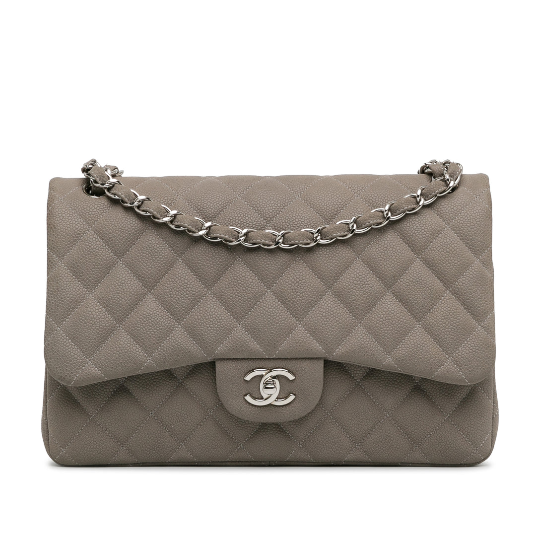 Jumbo Classic Caviar Double Flap Gray - Gaby Paris