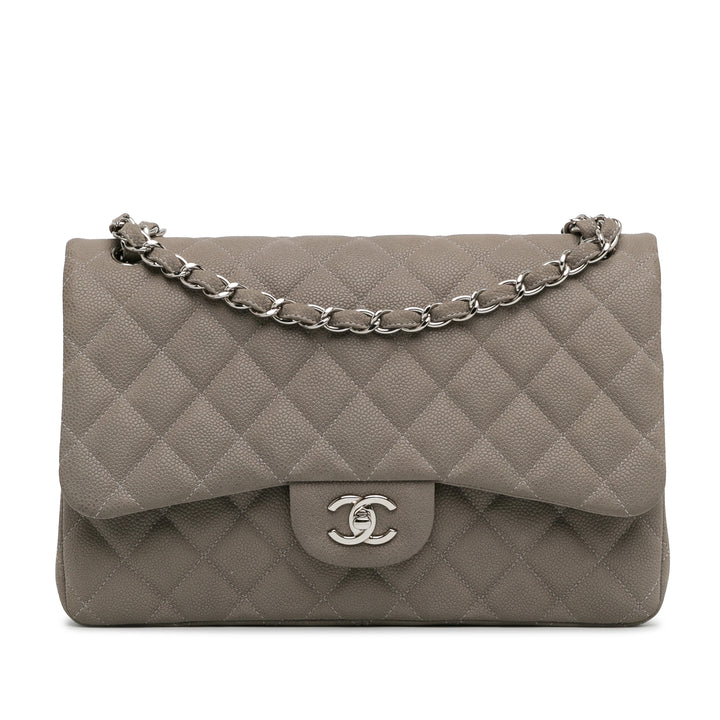 Jumbo Classic Caviar Double Flap Gray - Gaby Paris