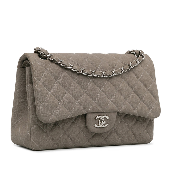 Jumbo Classic Caviar Double Flap Gray - Gaby Paris