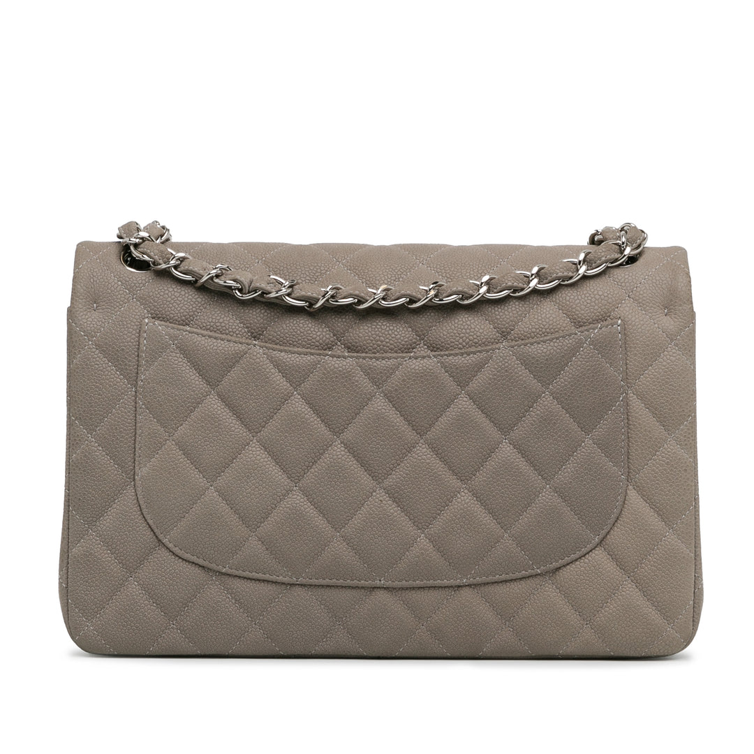 Jumbo Classic Caviar Double Flap Gray - Gaby Paris