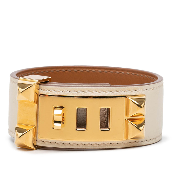 Hermès plaqué Collier de Chien Bracelet Swift Marron – vue principale – GABY PARIS