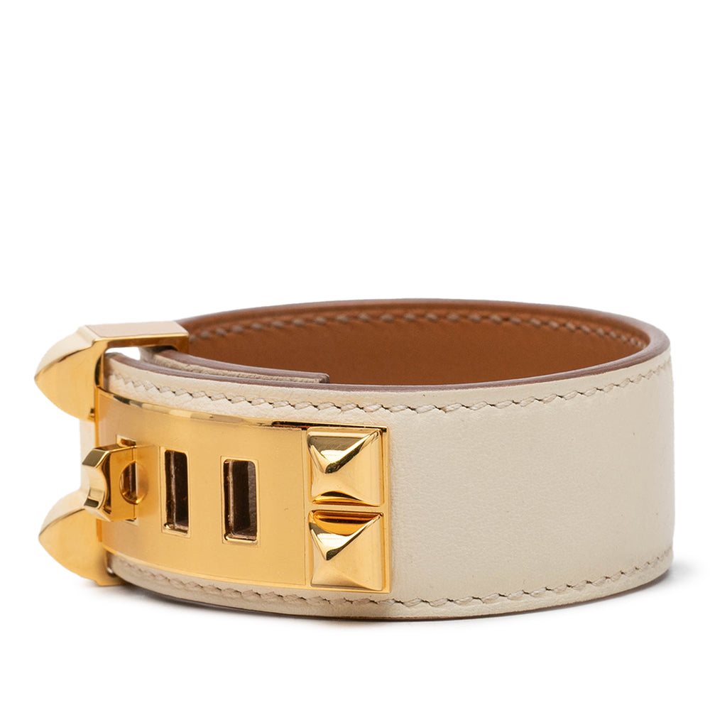 Hermès plaqué Collier de Chien Bracelet Swift Marron – vue 2 – GABY PARIS