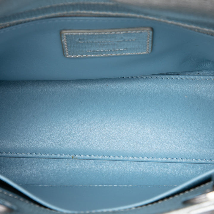 Dior Lady Dior Métallisé Cannage My ABCDior Petit Cuir d'agneau Argenté – vue 4 – GABY PARIS