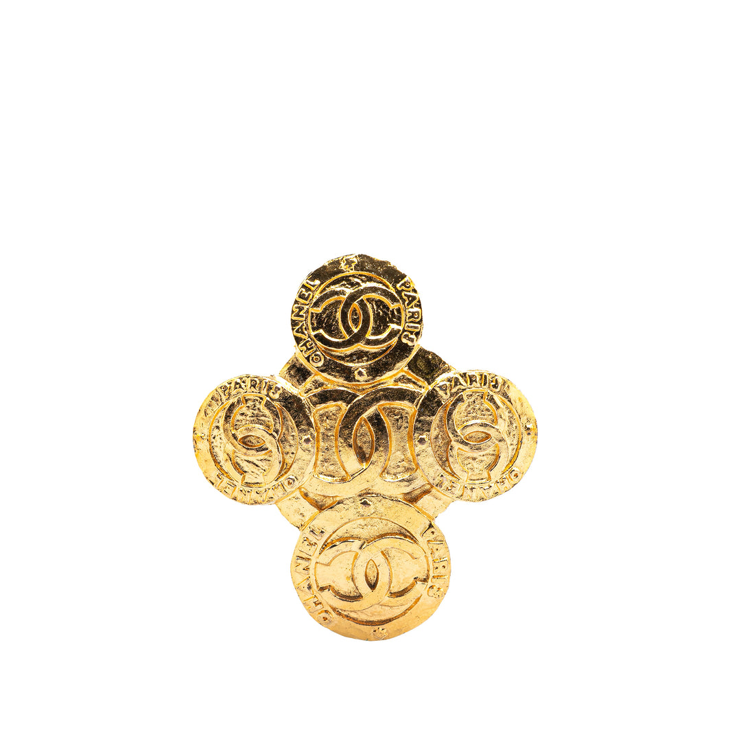 Gold Plated CC Clover Brooch Gold - Gaby Paris
