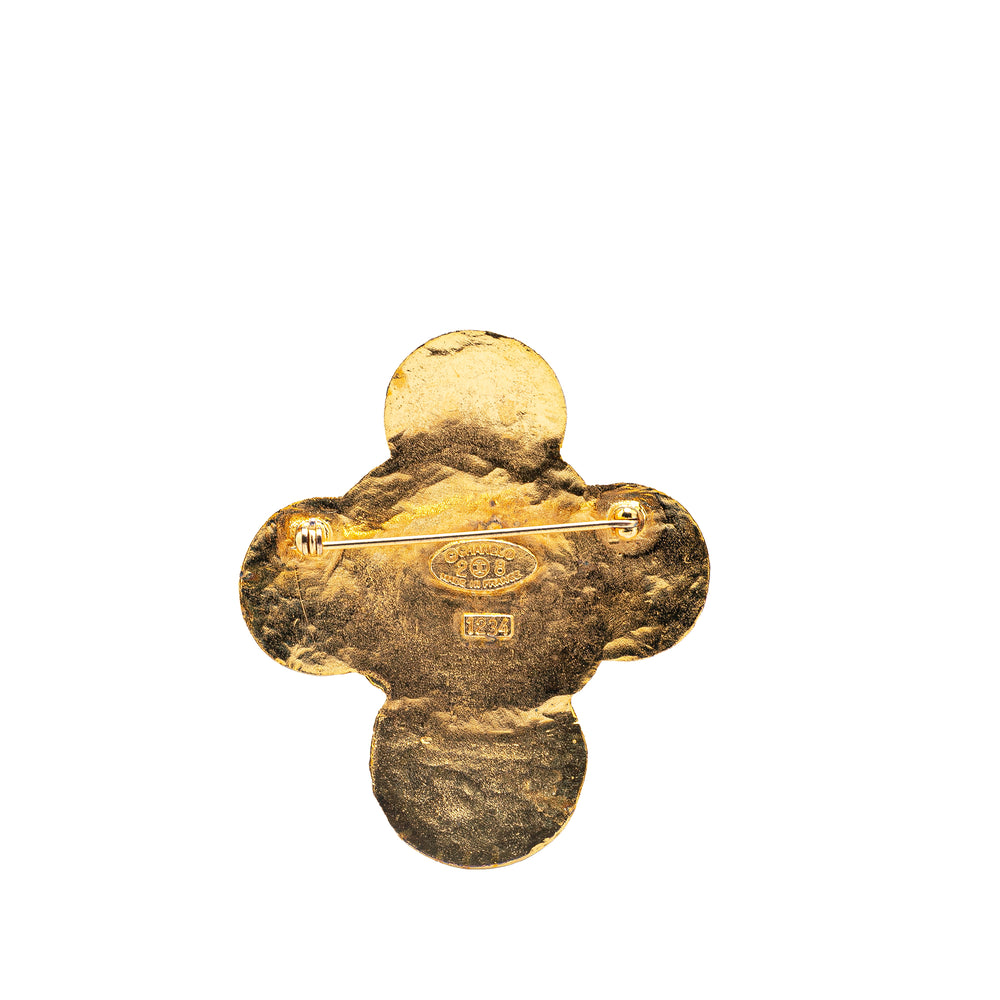 Gold Plated CC Clover Brooch Gold - Gaby Paris