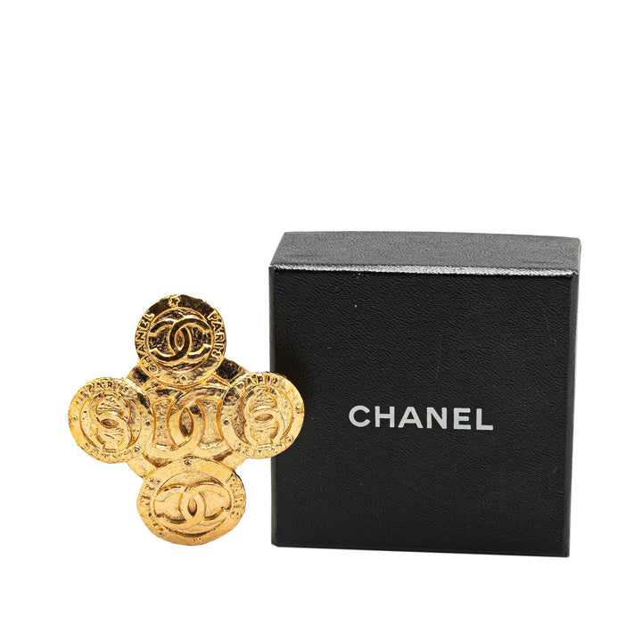 Gold Plated CC Clover Brooch Gold - Gaby Paris