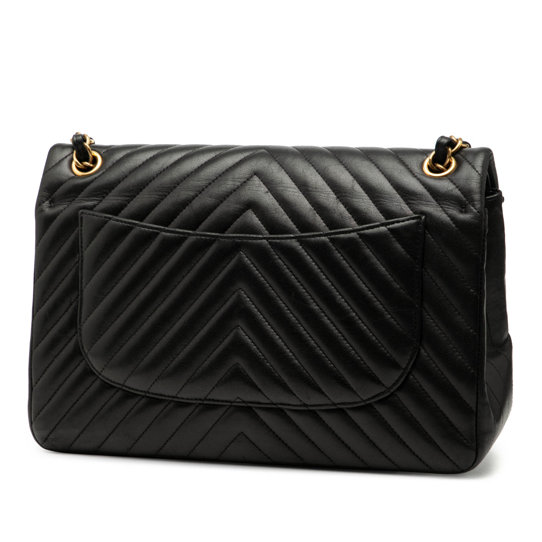 Chanel Jumbo Classic Chevron Cuir d’agneau Double rabat