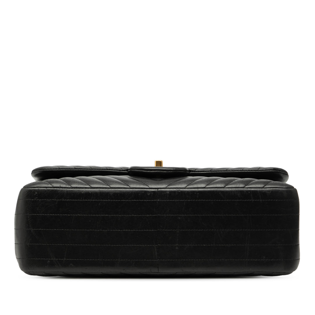 Chanel Jumbo Classic Chevron Cuir d’agneau Double rabat