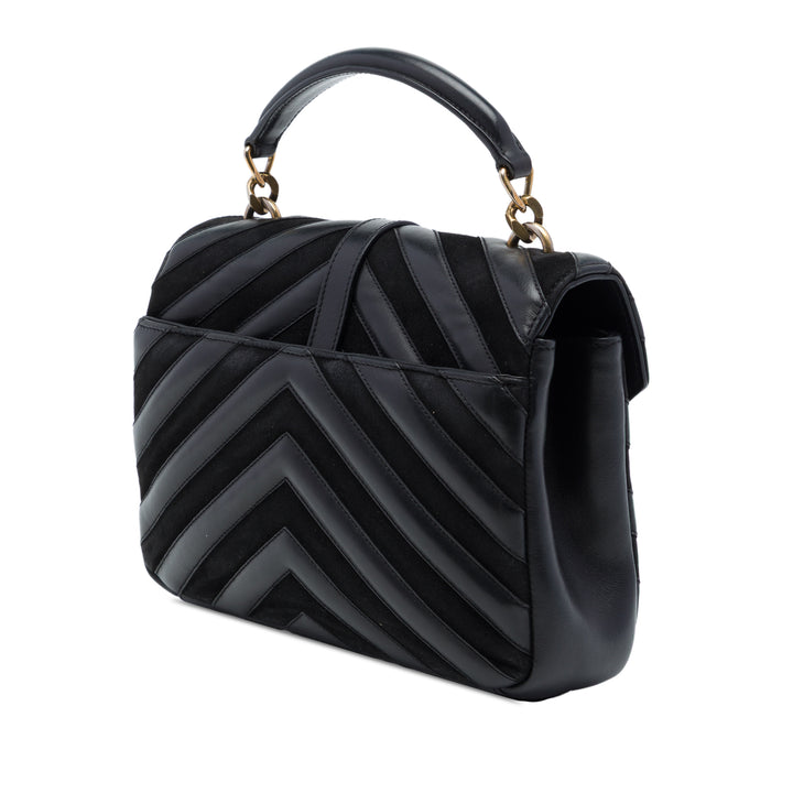 Saint Laurent Chevron College Sac Moyen Cuir de veau Noir – vue 2 – GABY PARIS