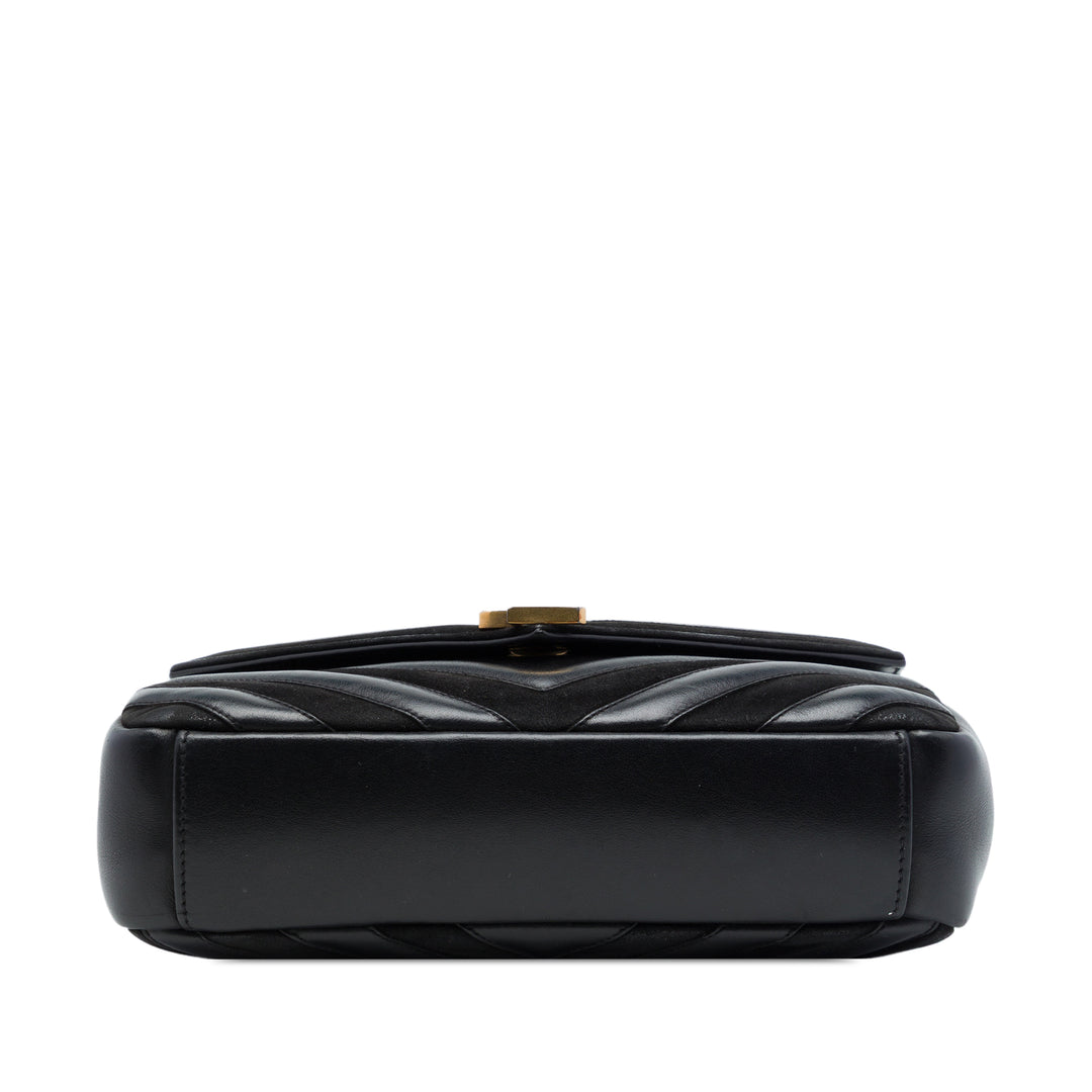 Saint Laurent Chevron College Sac Moyen Cuir de veau Noir – vue 3 – GABY PARIS