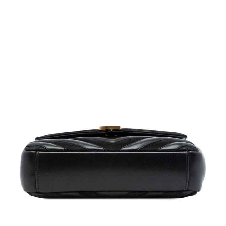 Saint Laurent Chevron College Sac Moyen Cuir de veau Noir – vue 3 – GABY PARIS