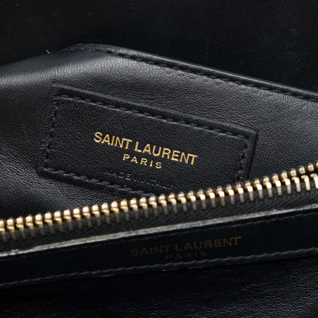 Saint Laurent Chevron College Sac Moyen Cuir de veau Noir – vue 5 – GABY PARIS