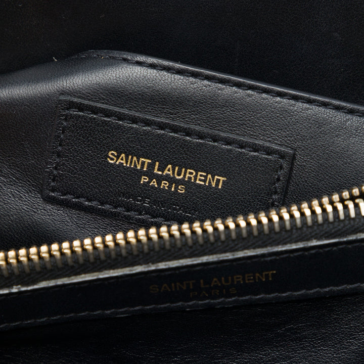 Saint Laurent Chevron College Sac Moyen Cuir de veau Noir – vue 5 – GABY PARIS