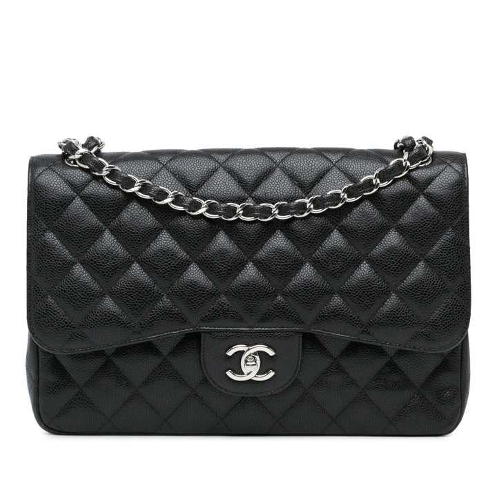 Jumbo Classic Caviar Double Flap Black - Gaby Paris